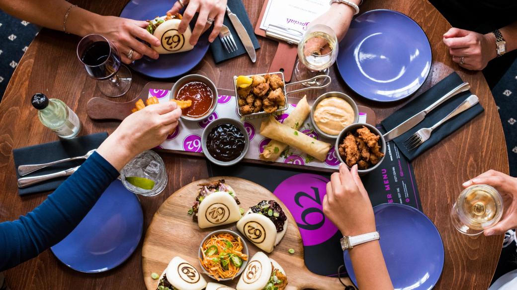 Birdesye view of a sharing platter at Barnstaple restaurant 62 the Bank