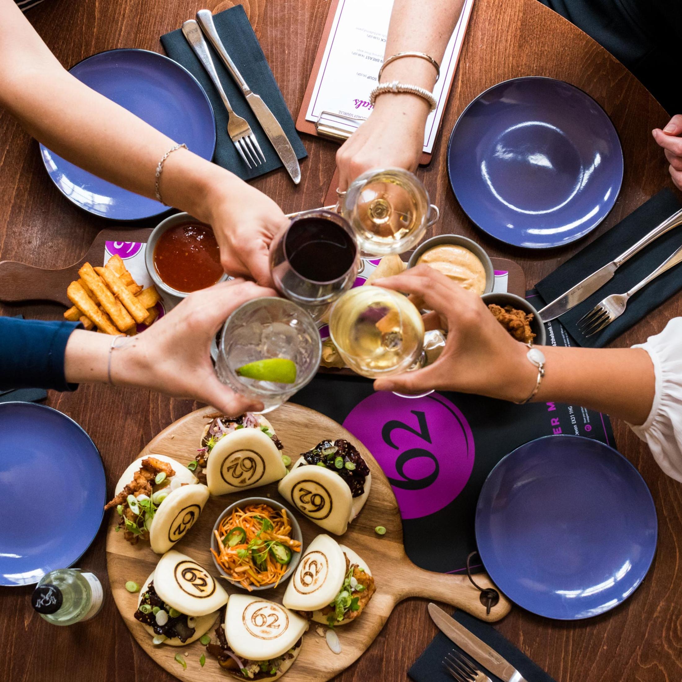 Birdesye view of a sharing platter at Barnstaple restaurant 62 the Bank